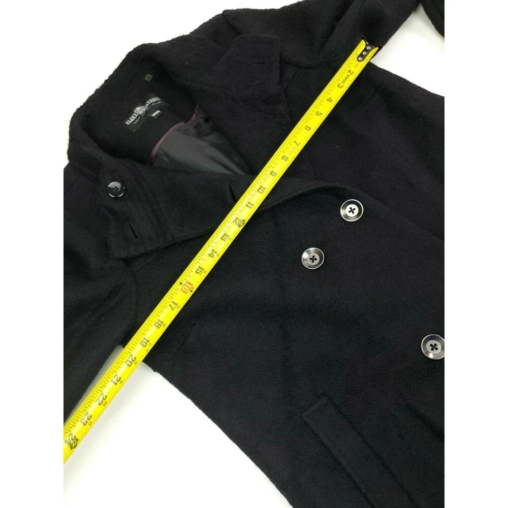 Fleet Street Ltd. Size M Classic Double Breasted Boiled Wool Coat, Black